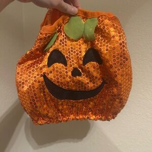 Sequin Pumpkin Dog Costume - Orange & Green